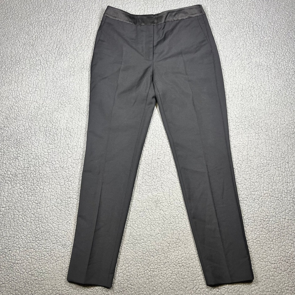Reiss Louise Black Wool Mohair Blend Satin Trim Tailored‎ Trousers Pants Size 10